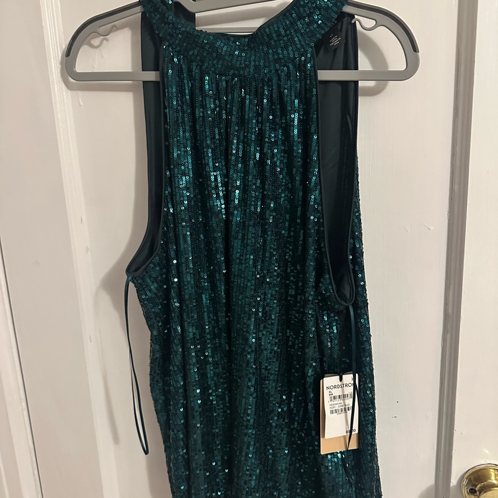 Halogen Sparkling green Sequin Blouse